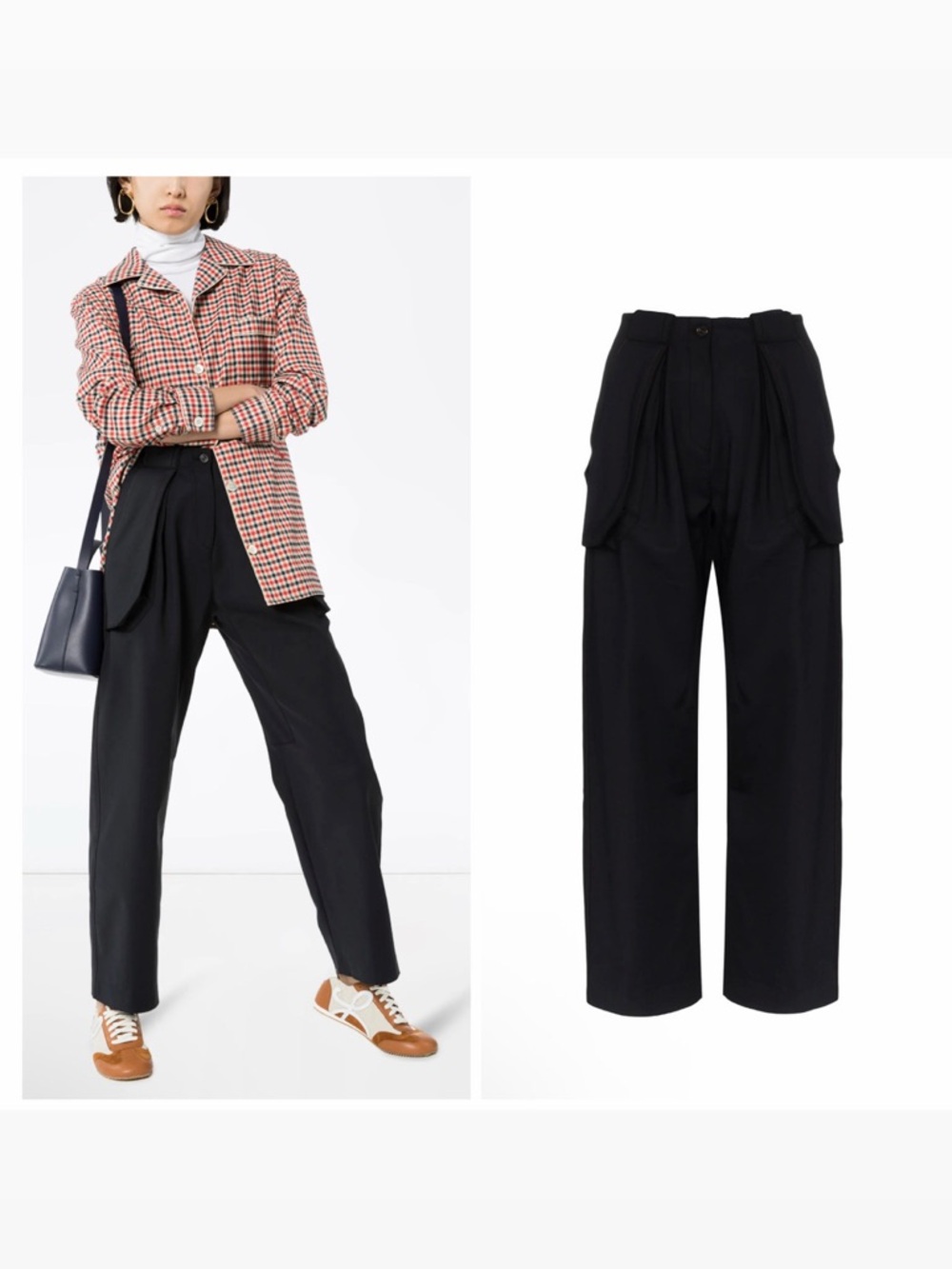 Wales Bonner Black Wide Leg Cargo Pants Trousers 10-12 Work Casual NWT 🟠